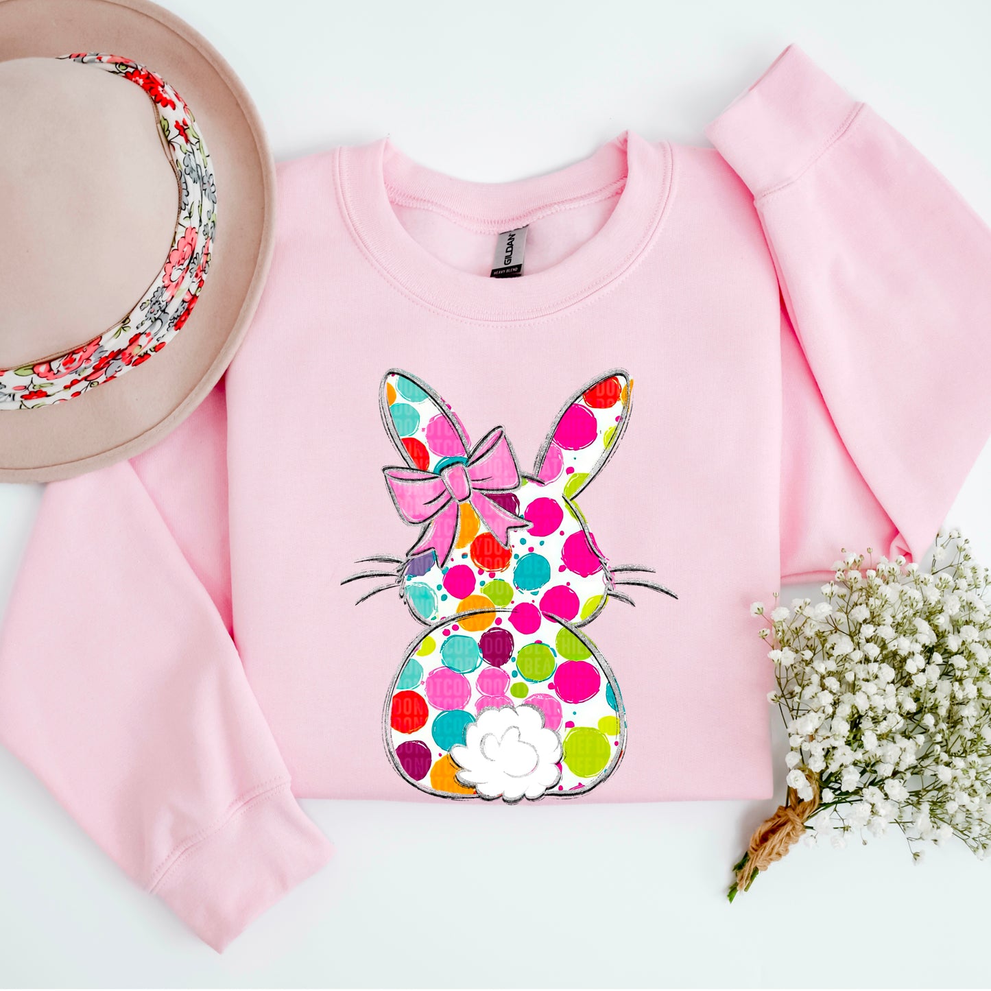 Polka Dot Bunny Light Pink Sweatshirt