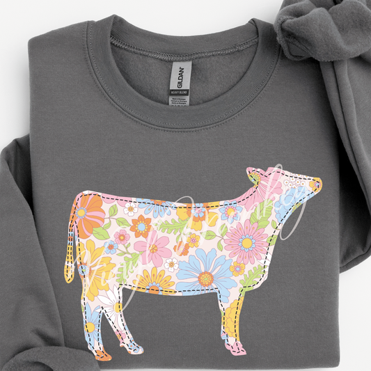 Floral Cow Short Sleeve