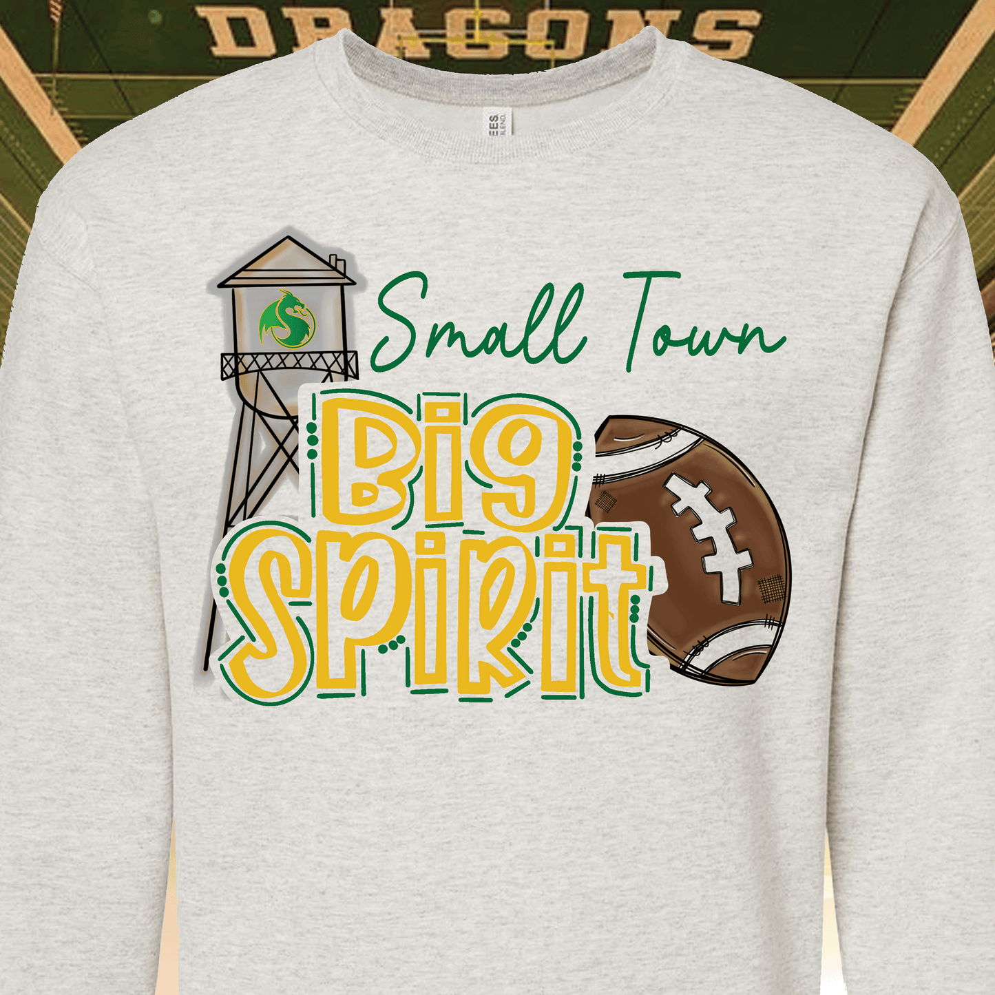 Small Town Big Spirit Green County Football Sweatshirt